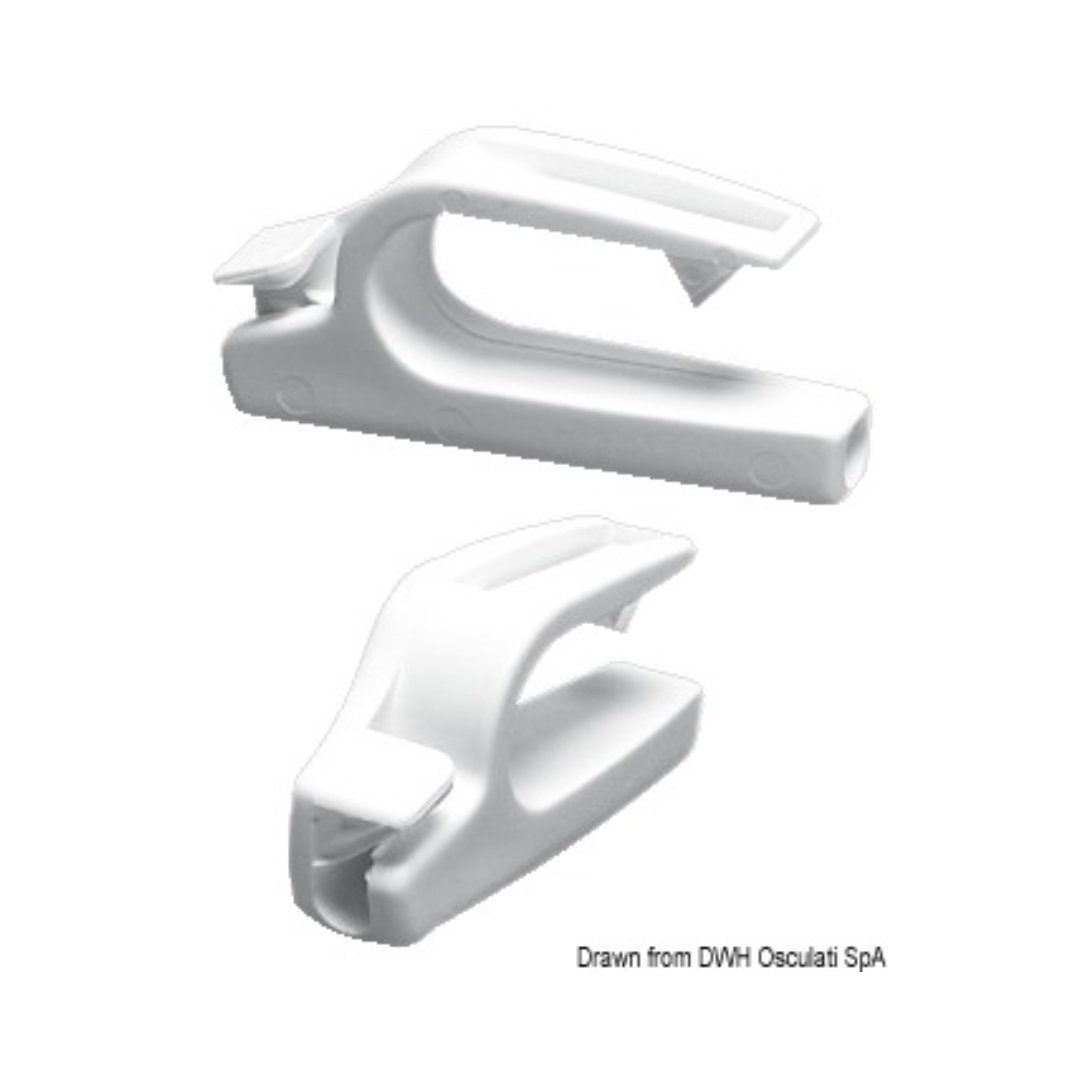 Agganci parabordi Fend Fix Osculati in nylon bianco per tubo 20/25 mm o battagliola cavo 6-8 mm