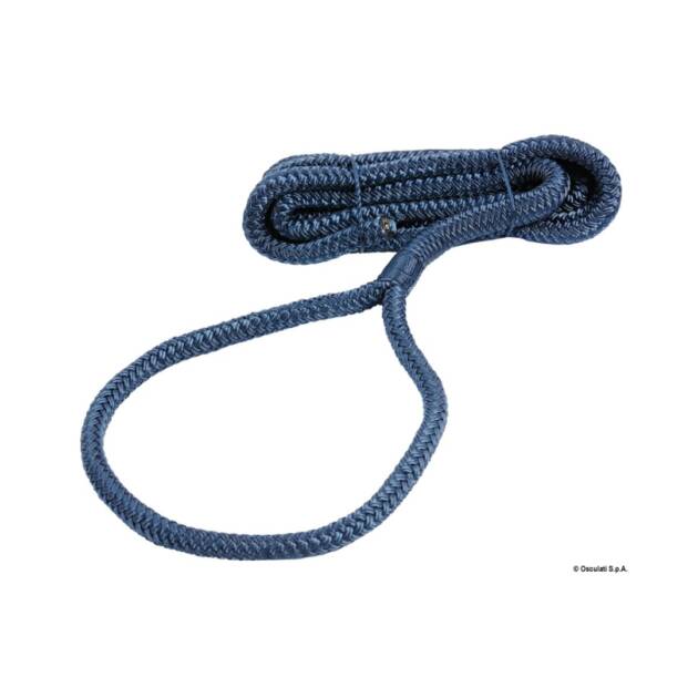 Cima Osculati per fissaggio parabordi con occhiello impiombato, doppia treccia in poliestere alta tenacità, disponibile in bianco, blu e nero