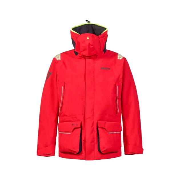 Giacca uomo Musto GTX Pro Offshore 2.0 Treue red GORE-TEX Pro 3 strati con cappuccio hi-viz e zip YKK VISLON